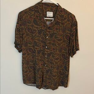 Denim & Flower Brown and Green Casual Button Down Shirt